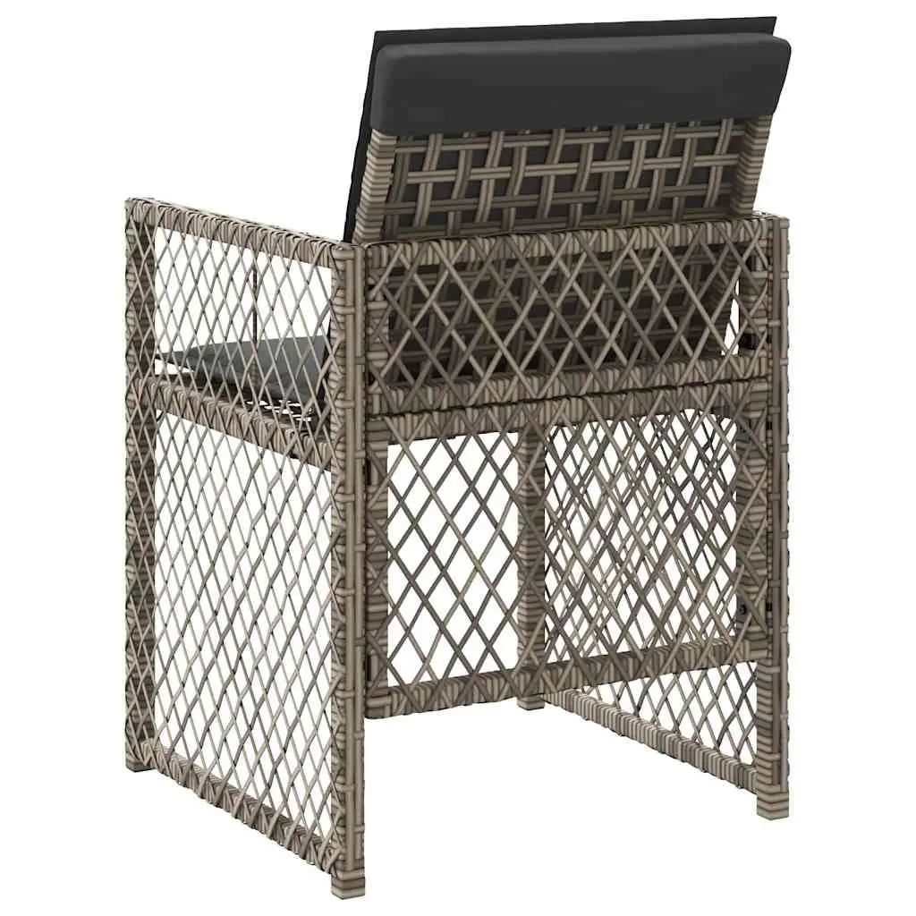 Outdoor Garden Chairs 4 pcs Grey Poly Rattan Padded Cushions Flap Backrest
