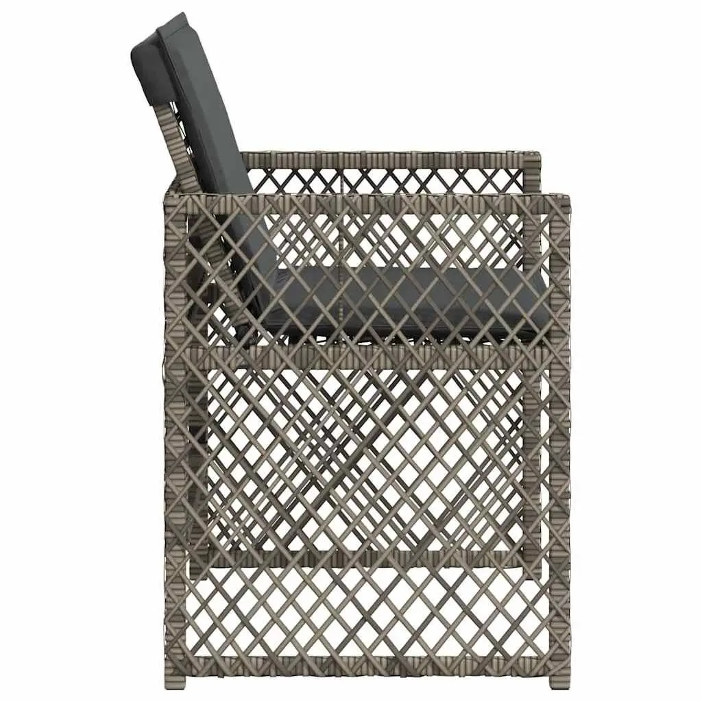 Outdoor Garden Chairs 4 pcs Grey Poly Rattan Padded Cushions Flap Backrest