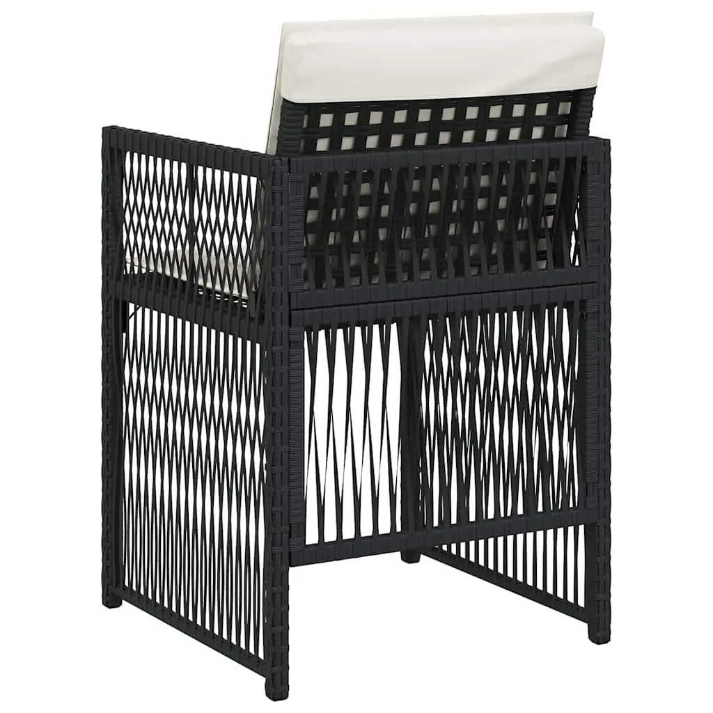 Outdoor Chairs 4 Pieces Garden Seating with Padded Cushions Black Poly Rattan