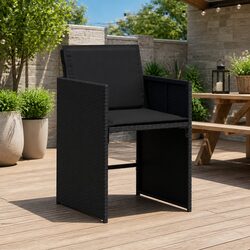 Chic Outdoor Garden Chairs Set - 4 Black with Cushions