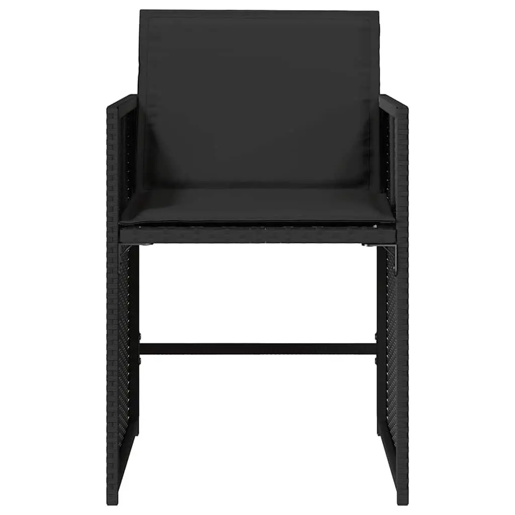 Outdoor Garden Chairs Set 4 pcs Black Poly Rattan with Padded Cushions