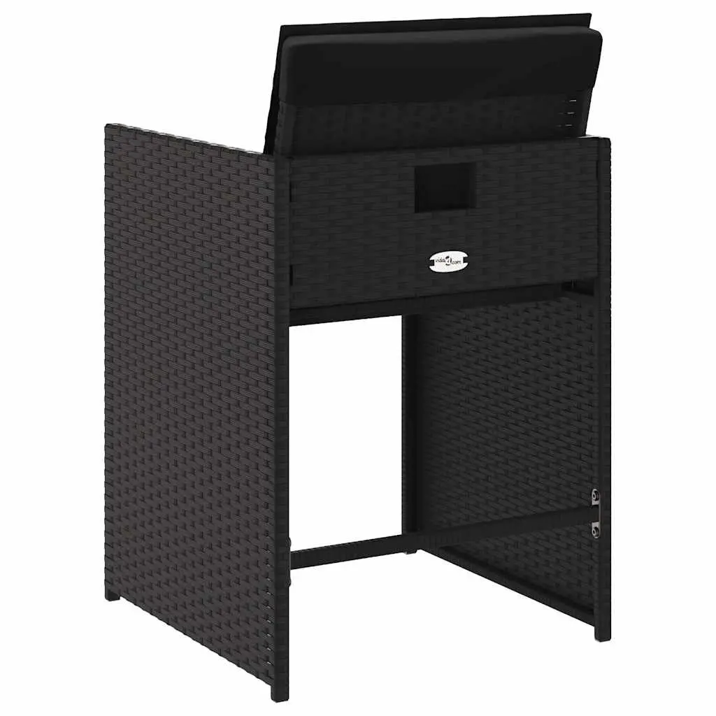 Outdoor Garden Chairs Set 4 pcs Black Poly Rattan with Padded Cushions