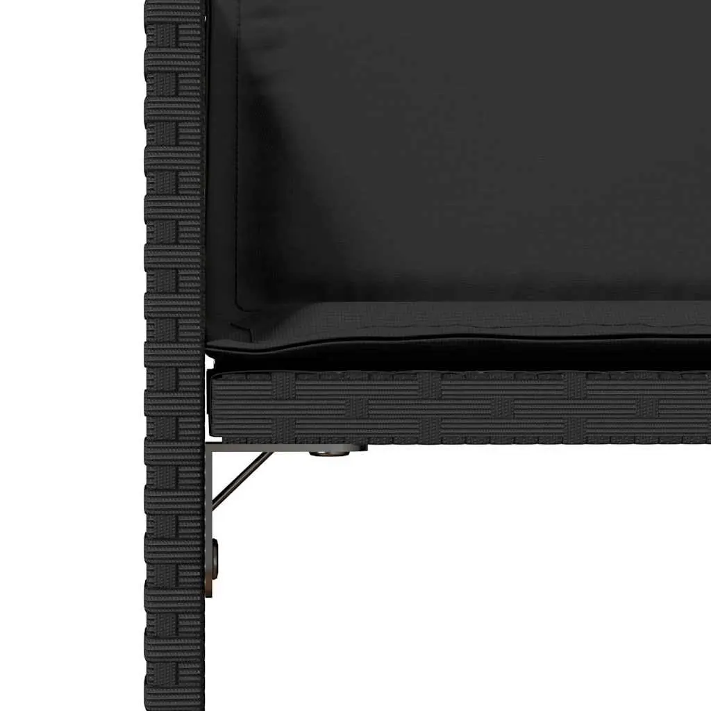 Outdoor Garden Chairs Set 4 pcs Black Poly Rattan with Padded Cushions
