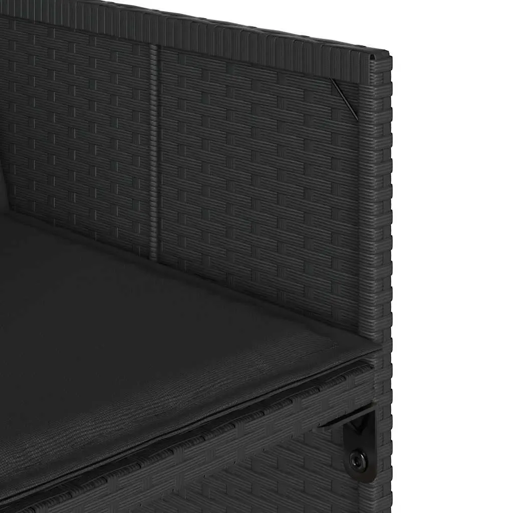 Outdoor Garden Chairs Set 4 pcs Black Poly Rattan with Padded Cushions