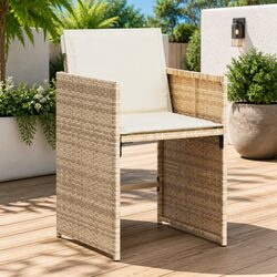 Set of 4 Comfortable Outdoor Chairs in Beige Rattan