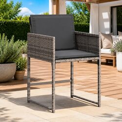 Enhance Your Outdoors with 4 Grey Poly Rattan Chairs
