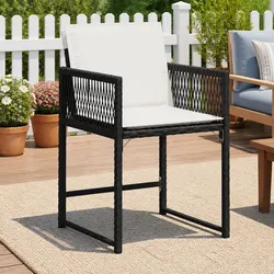4-Piece Outdoor Chair Set in Black Poly Rattan