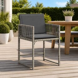 Grey Poly Rattan Garden Chairs Set of 4 with Comfort Cushions