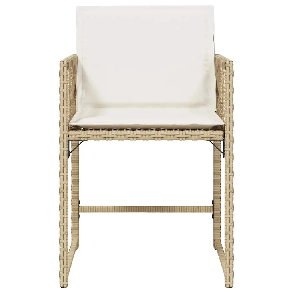 Outdoor Garden Chairs Set 4 Pcs with Cushions Beige Poly Rattan Seating