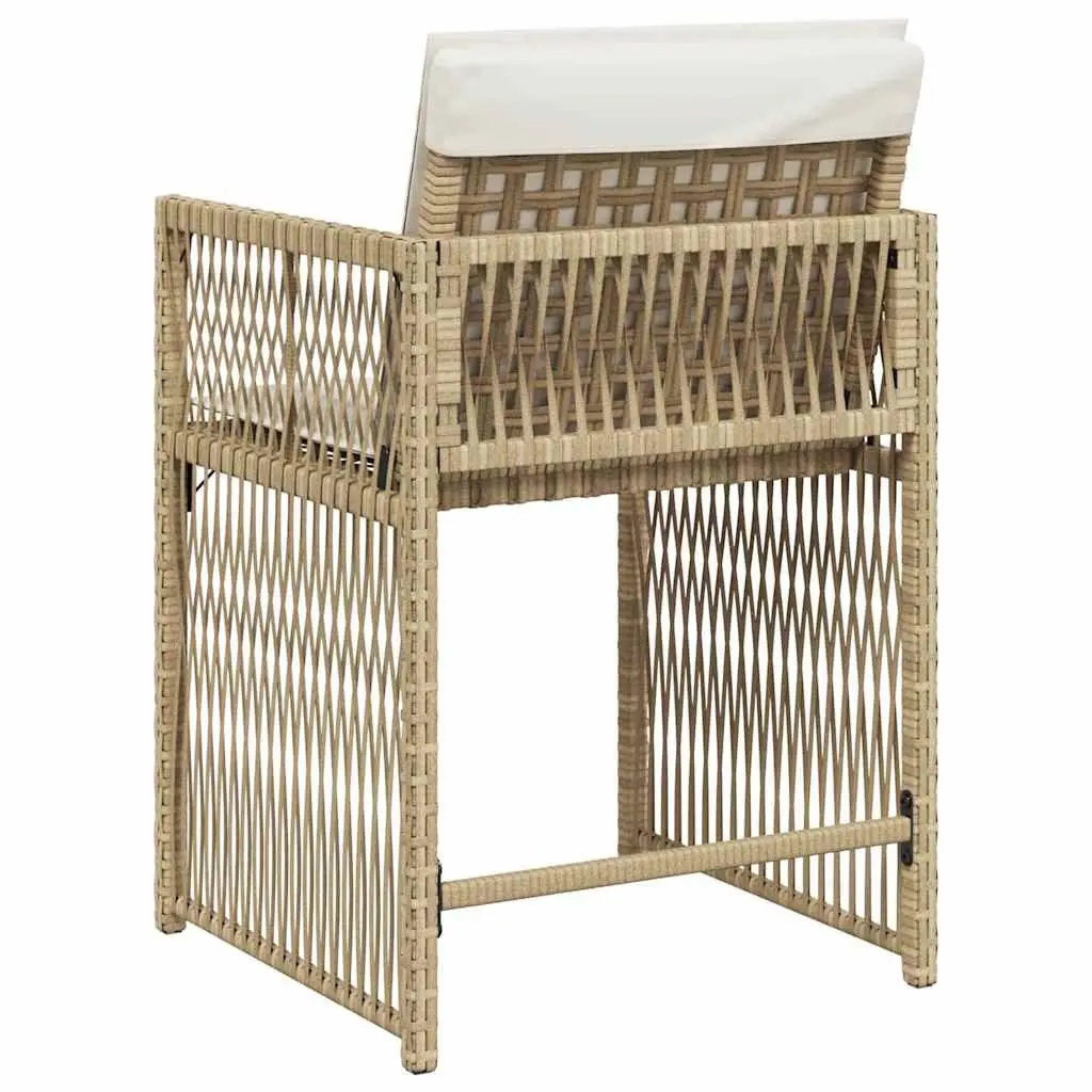Outdoor Garden Chairs Set 4 Piece Beige Poly Rattan with Cushions Foldable Backrest