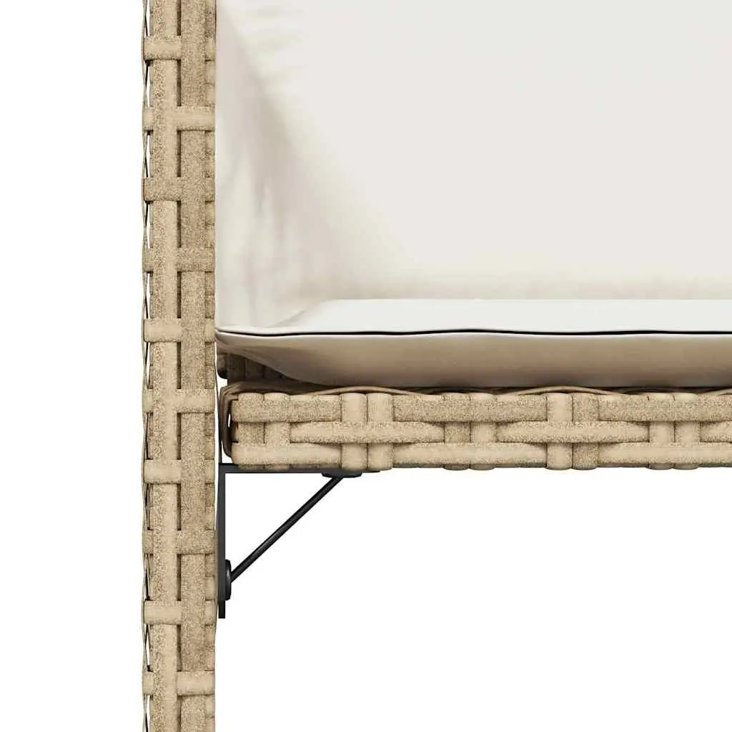 Outdoor Garden Chairs Set 4 Piece Beige Poly Rattan with Cushions Foldable Backrest