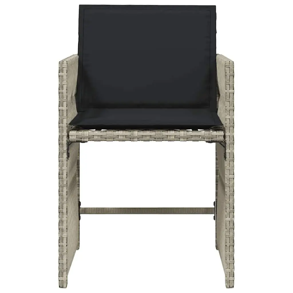 Outdoor Garden Chairs 4 Pcs Grey Poly Rattan Padded Cushions Foldable Backrest