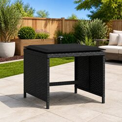 Garden Stools with Cushions 4 pcs Black Outdoor Footrest Seating Set