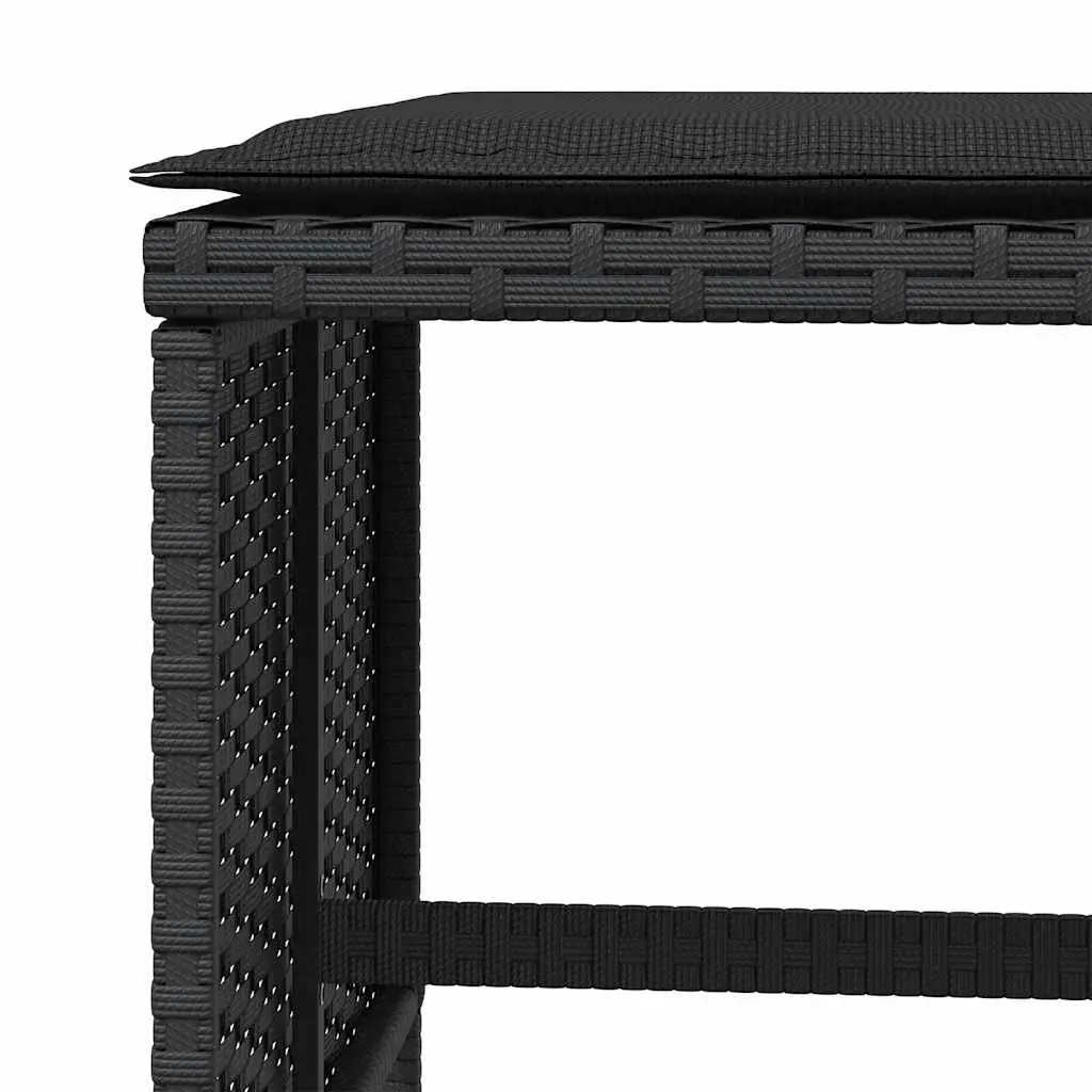 Garden Stools 4 pcs Black Outdoor Cushioned Footrest Set