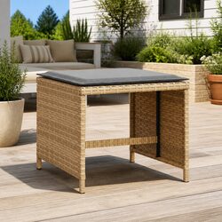 Beige Outdoor Patio Seating Set - 4 Cushioned Garden Stools