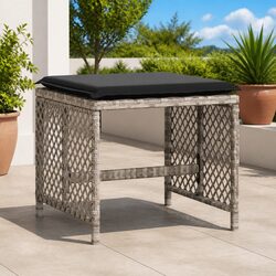 Garden Stools with Cushions 4 pcs Grey Outdoor Seating Poly Rattan Footrest