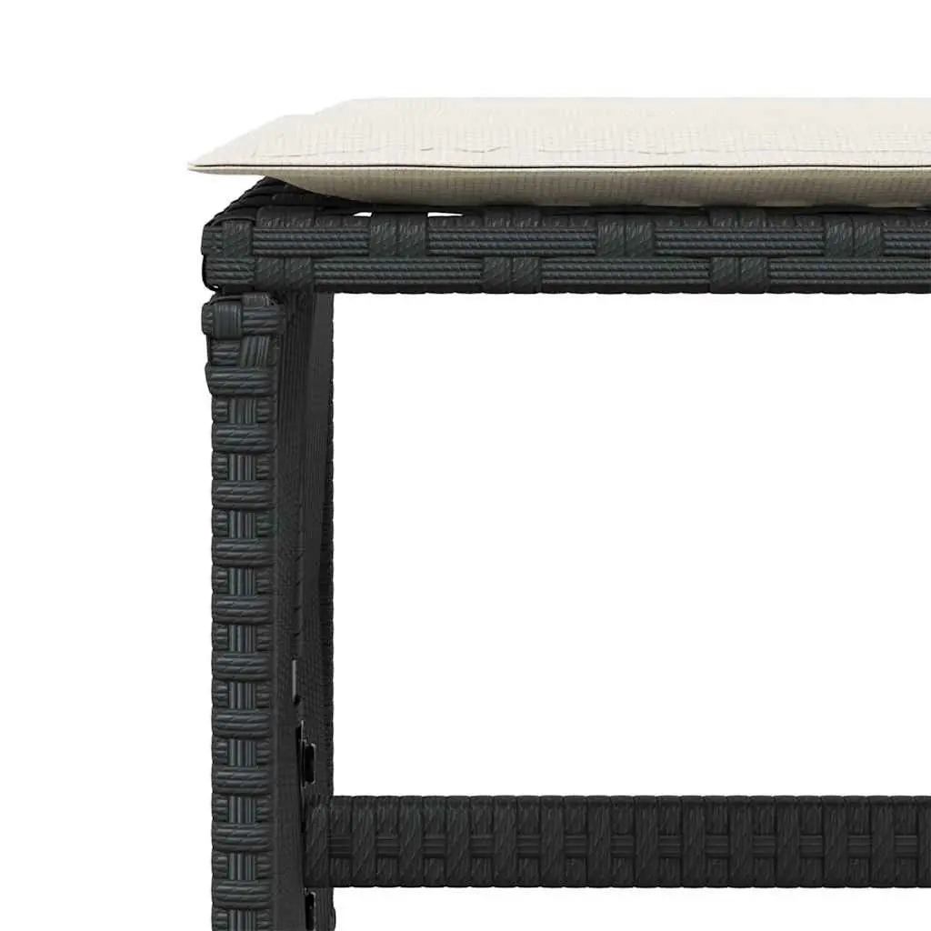 Outdoor Garden Stools 4 pcs Black PE Rattan with Cushions