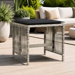 Garden Stools with Cushions 4 pcs Grey Outdoor Foot Rests Poly Rattan