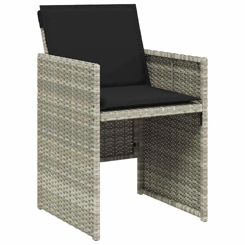 5 Piece Garden Dining Set Outdoor Furniture Grey PE Rattan Chairs Table Cushions