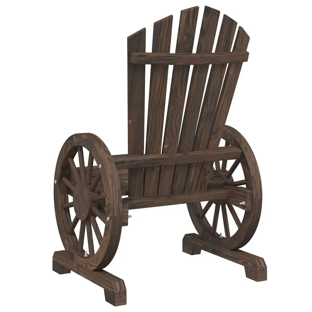 Adirondack Chairs 2 pcs Solid Fir Wood Ergonomic Seat Wagon-Wheel Armrests