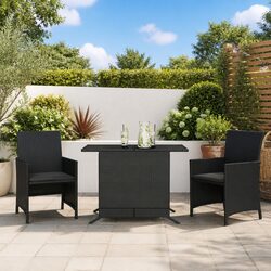 Compact Garden Furniture with Cushions and Glass Table