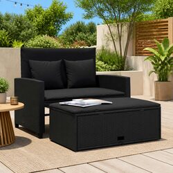Stylish 2-Seater Outdoor Sofa Bed with Cushions & Storage