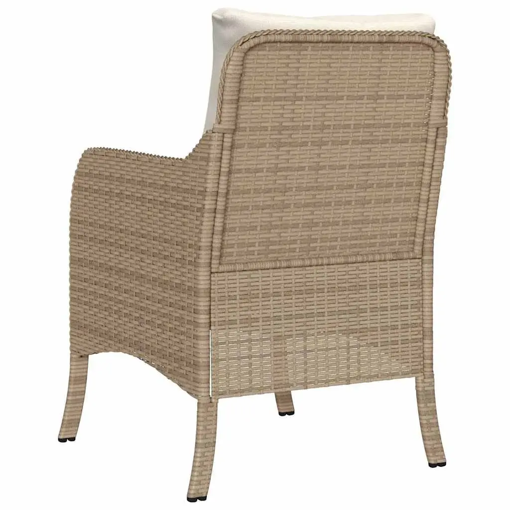 Outdoor Garden Chairs 2 pcs Beige Cushioned Poly Rattan Seating Set