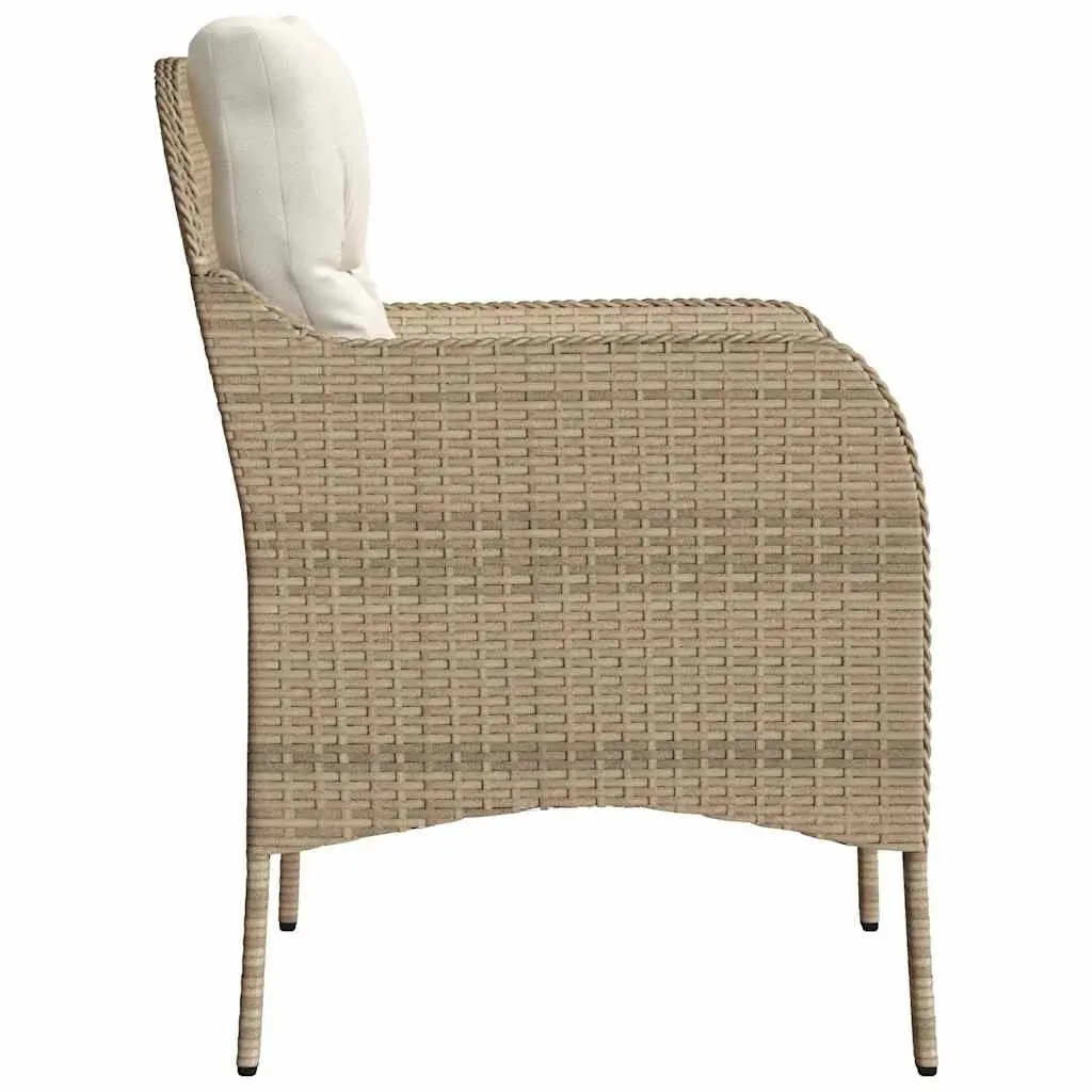 Outdoor Garden Chairs 2 pcs Beige Cushioned Poly Rattan Seating Set