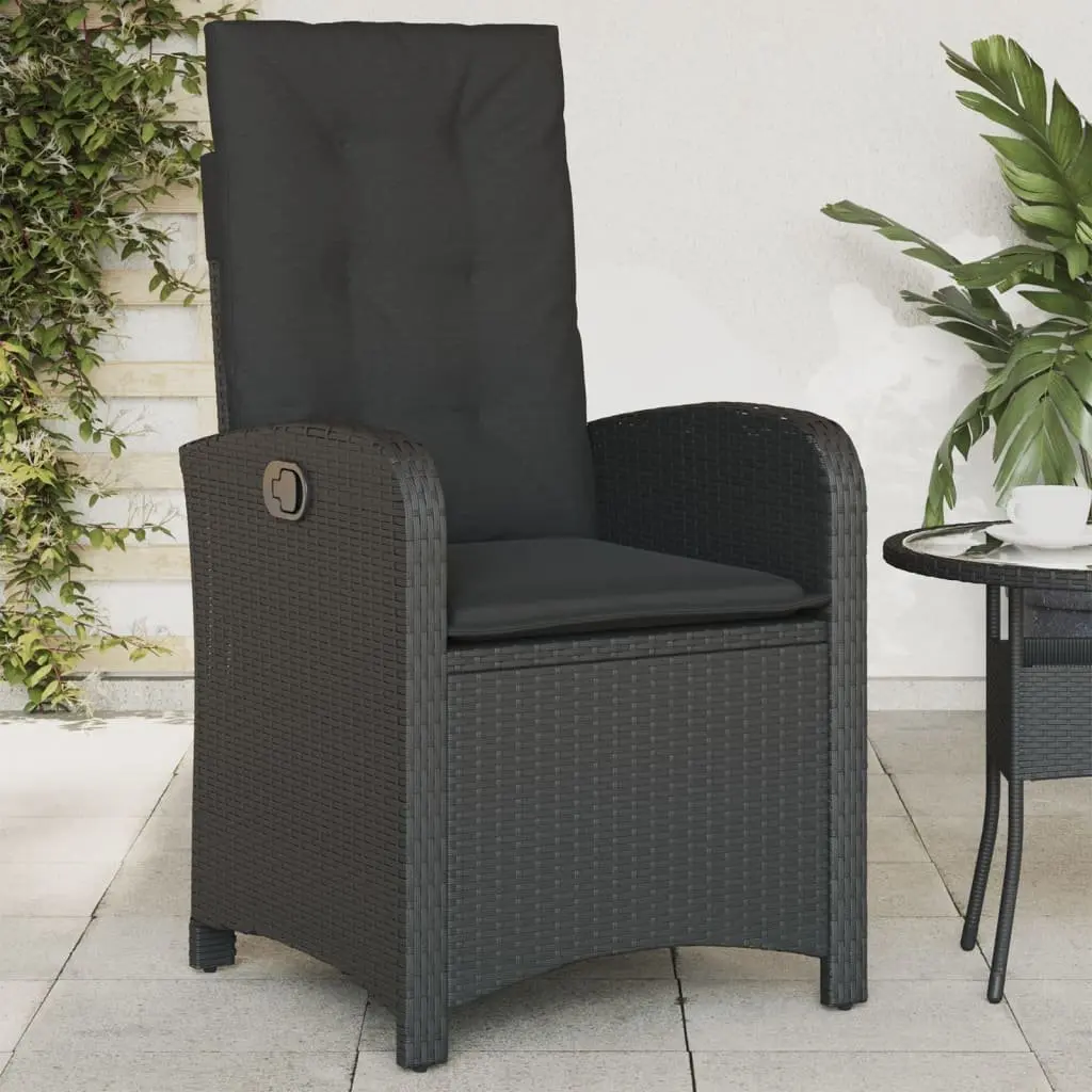 Reclining Outdoor Chairs 2 pcs Black Adjustable Backrest with Cushions