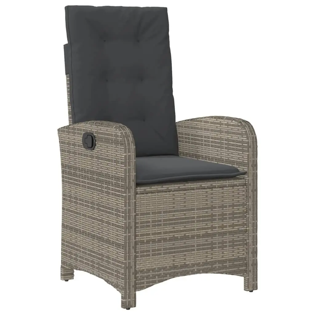 Reclining Garden Chairs 2 pcs with Cushions Grey Outdoor Seating Adjustable
