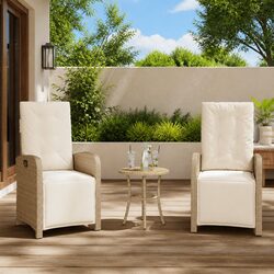 Reclining Garden Chairs 2 pcs Outdoor Seating with Adjustable Footrest Beige