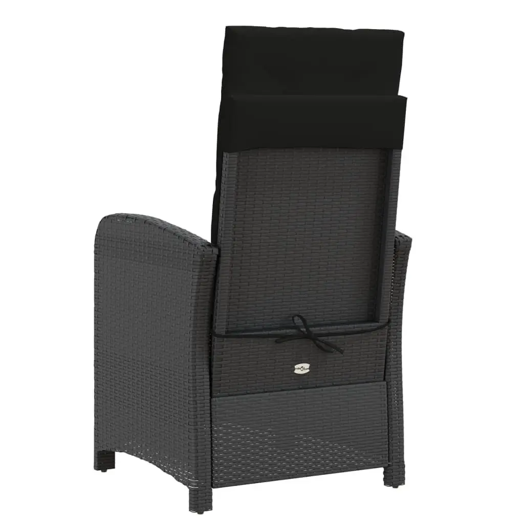 3 Piece Bistro Set Black Outdoor Garden Furniture with Cushions