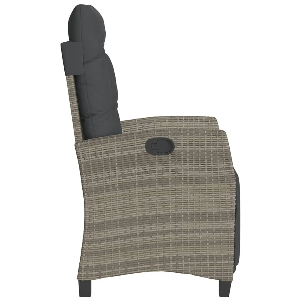 Reclining Garden Chair Grey Adjustable Backrest Footrest Outdoor Seating