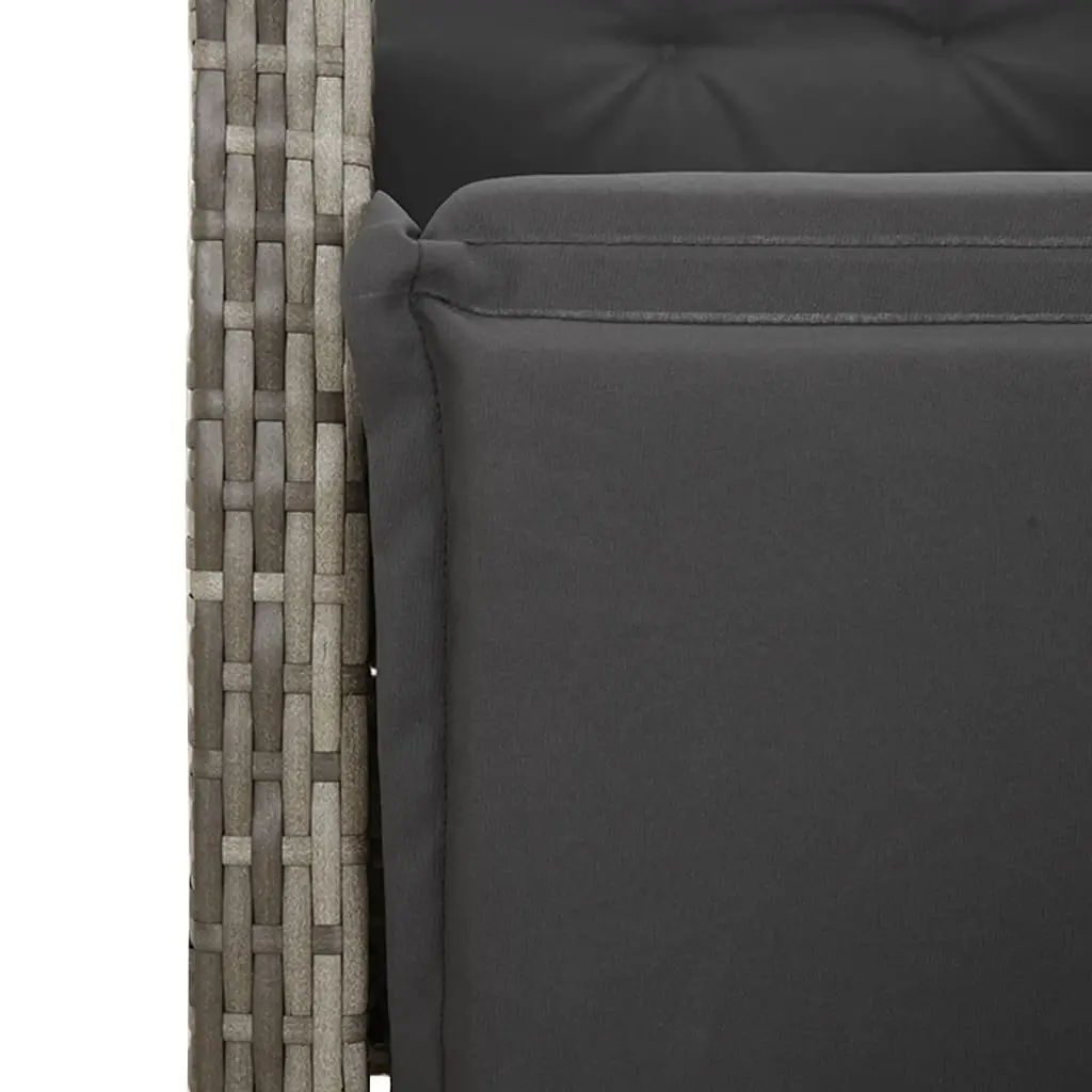 Reclining Garden Chair Grey Adjustable Backrest Footrest Outdoor Seating