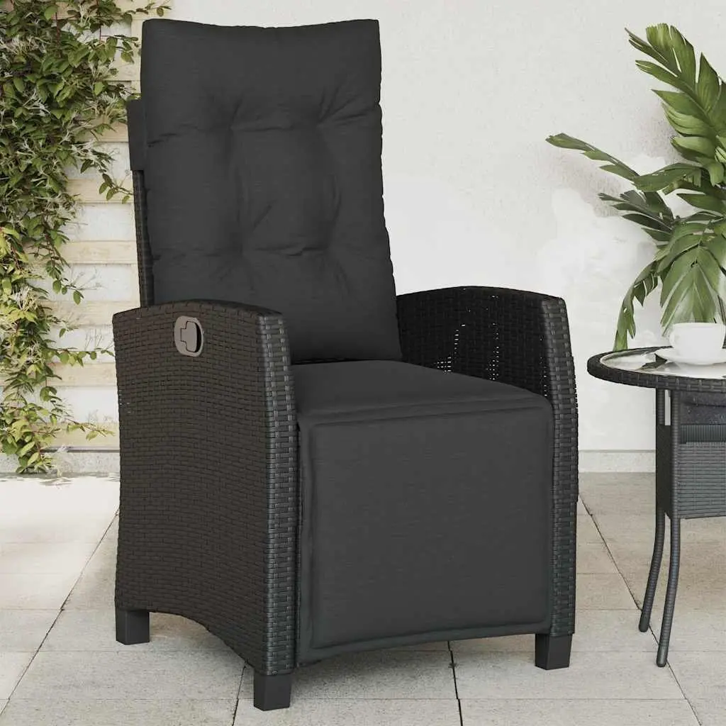 Reclining Outdoor Chairs 2 pcs Adjustable Backrest Footrest Black