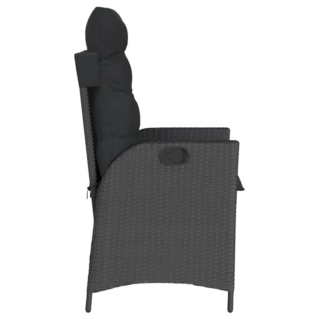 Reclining Garden Chair Adjustable Backrest Thickly Padded Cushions Black