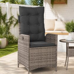 Reclining Garden Chair Outdoor Seating Adjustable Backrest with Cushions Grey