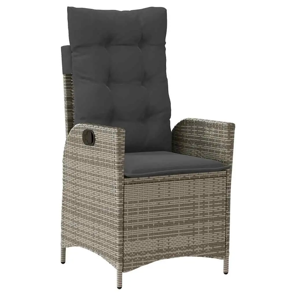 Adjustable Backrest Reclining Garden Chair with Cushions Grey Outdoor Seating