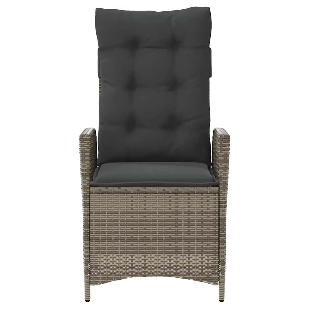 Adjustable Backrest Reclining Garden Chair with Cushions Grey Outdoor Seating