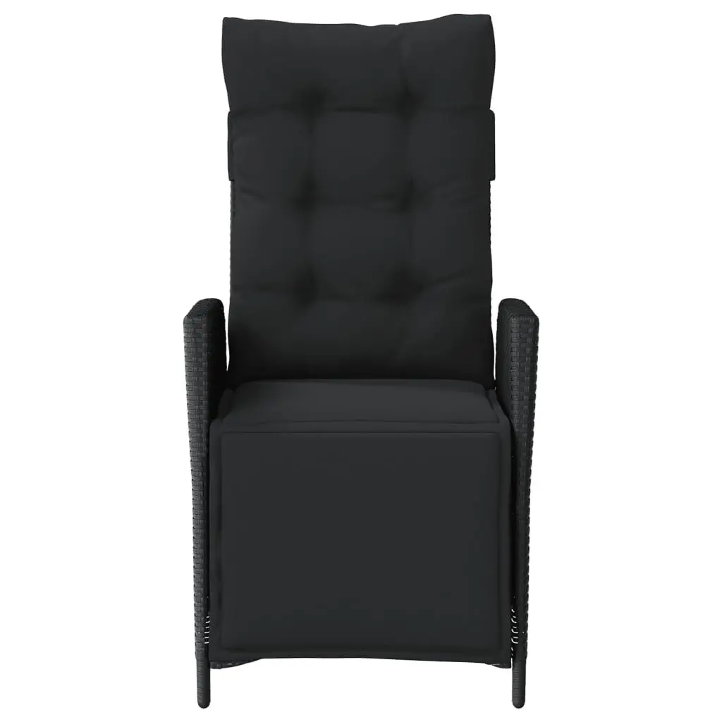 3 Piece Bistro Set Outdoor Patio Furniture Adjustable Backrest Cushions Black Poly Rattan