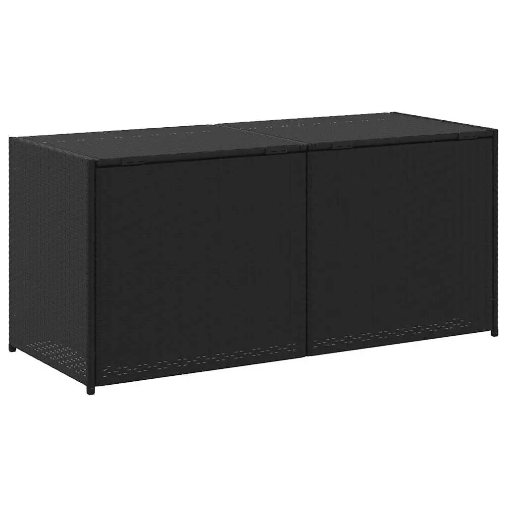 Outdoor Garden Storage Box 283L Black Poly Rattan Weather Resistant Patio Chest