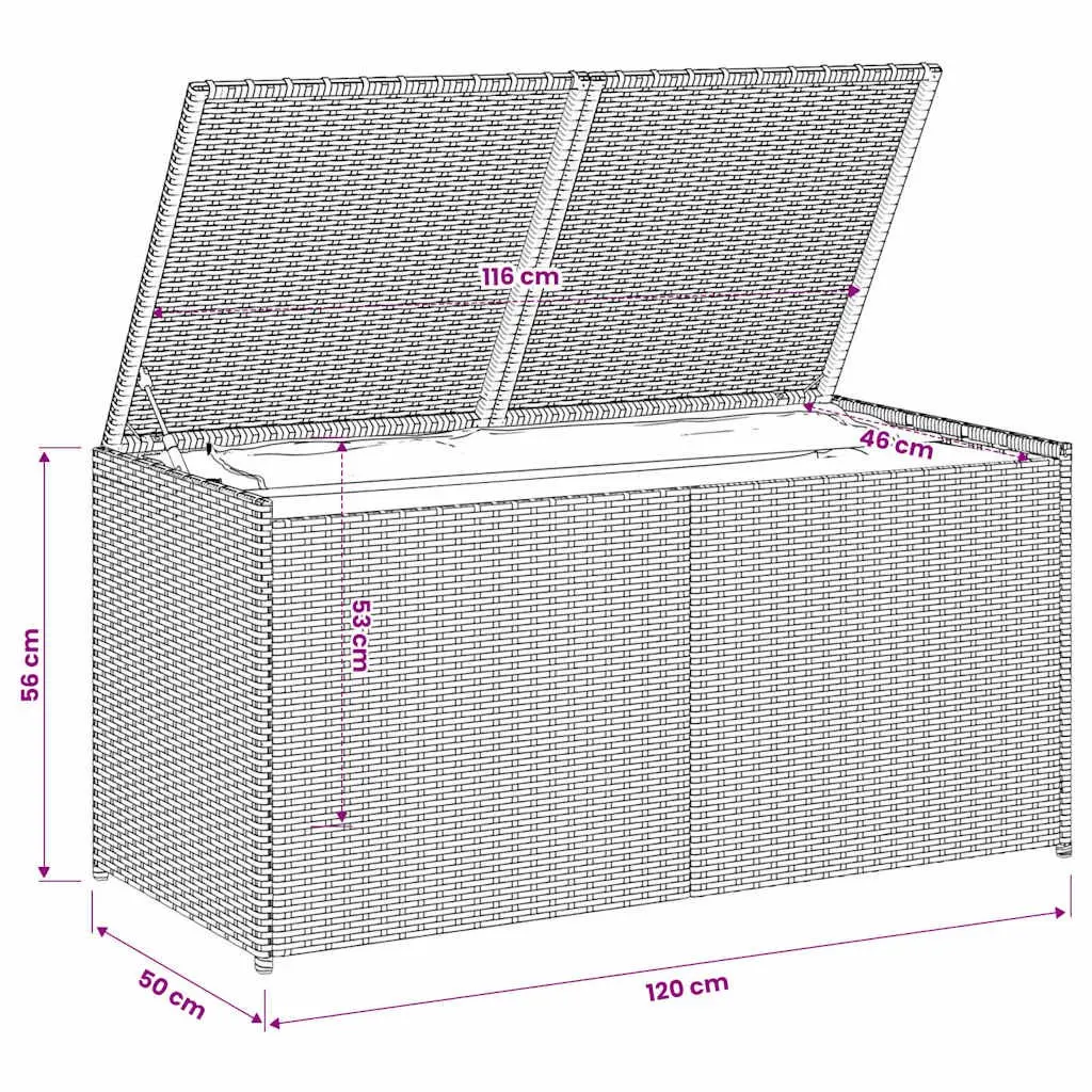 Outdoor Garden Storage Box 283L Black Poly Rattan Weather Resistant Patio Chest