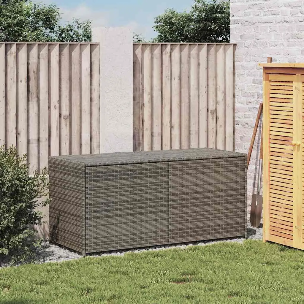 Garden Storage Box Grey 283L Outdoor Poly Rattan Patio Furniture Deck Cushion