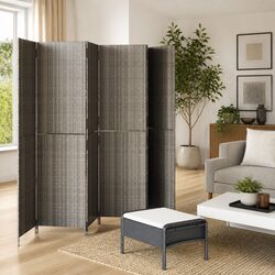 Room Divider 6 Panel Screen Privacy Partition Folding Indoor Outdoor Space Grey
