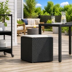 Stylish Black Poly Rattan Cushion Box for Your Patio