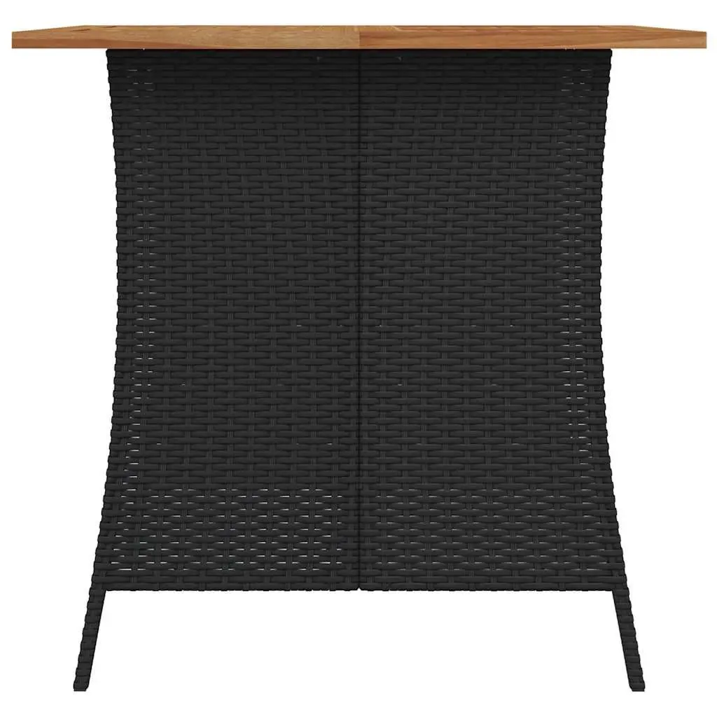 Outdoor Dining Set 5 Piece Black PE Rattan Cushions Acacia Wood Table