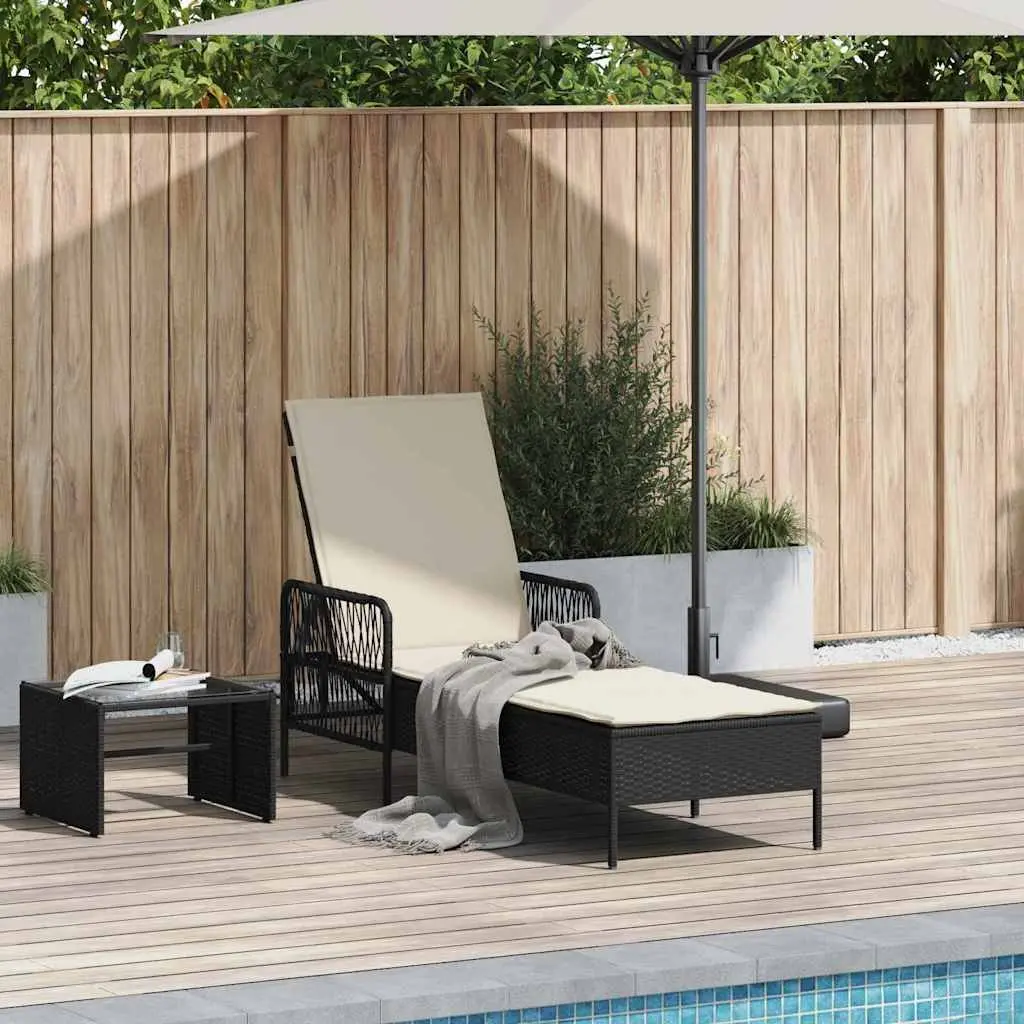 Sun Lounger Adjustable Backrest Outdoor Garden Patio Lounging Chair Black