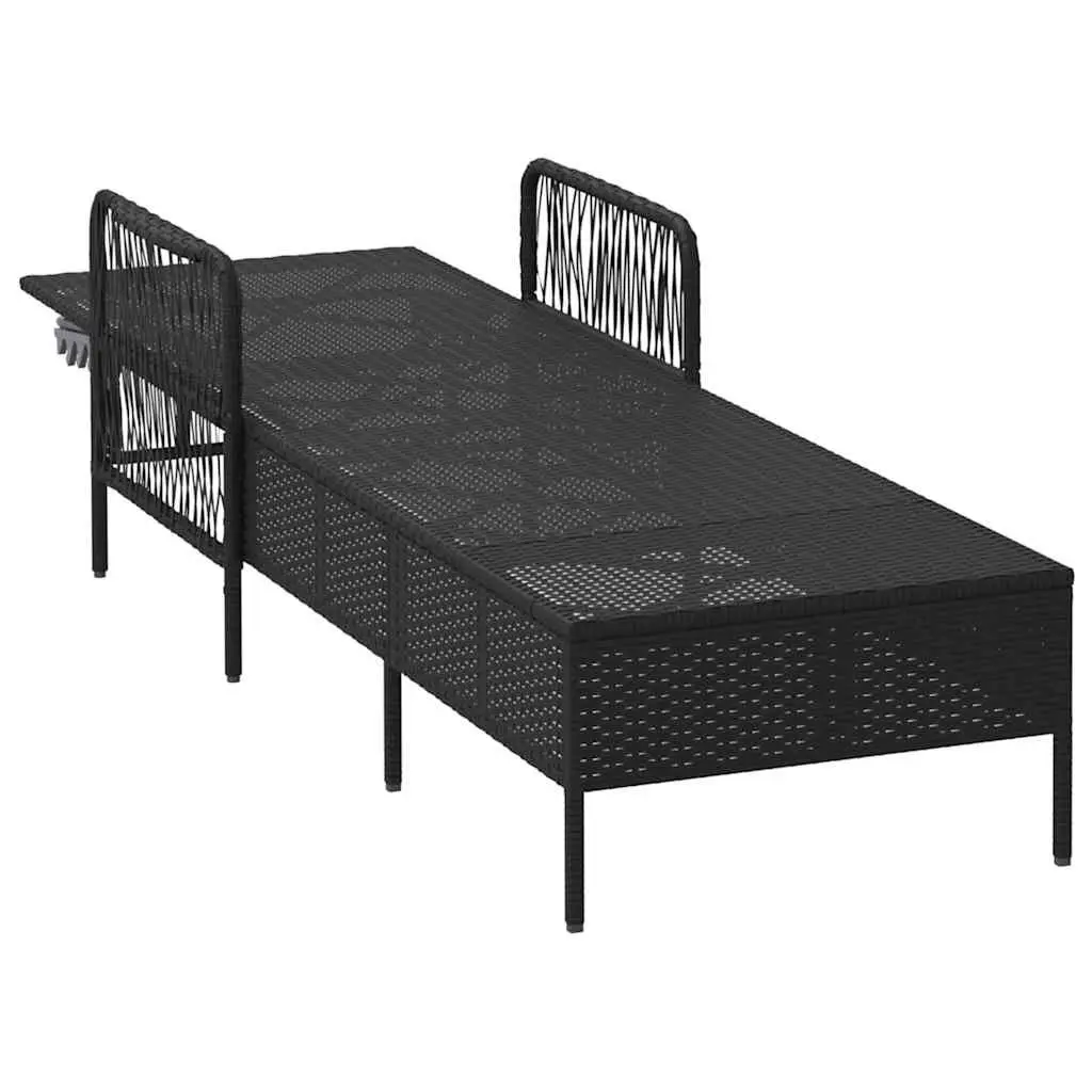 Sun Lounger Adjustable Backrest Outdoor Garden Patio Lounging Chair Black