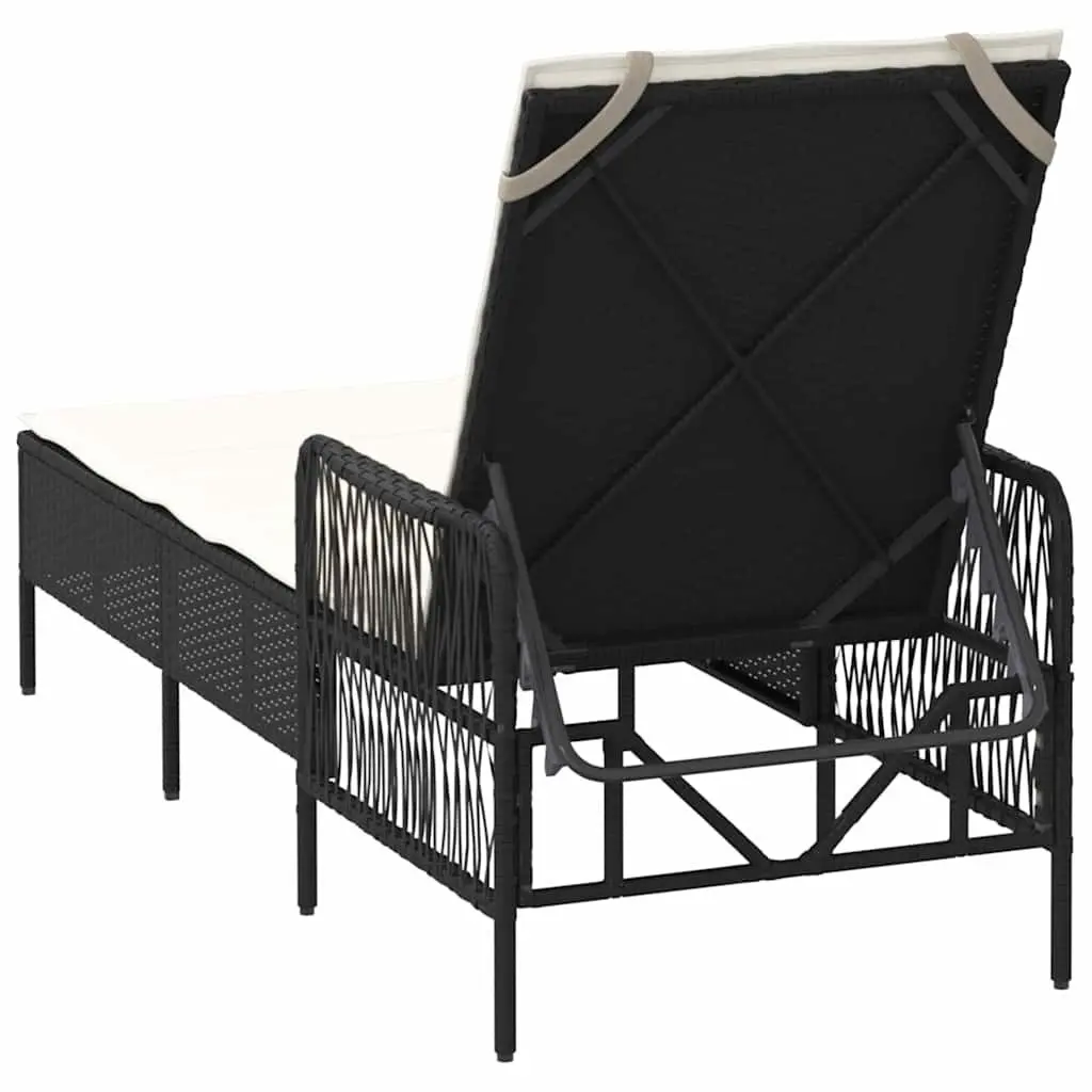 Sun Lounger Adjustable Backrest Outdoor Garden Patio Lounging Chair Black