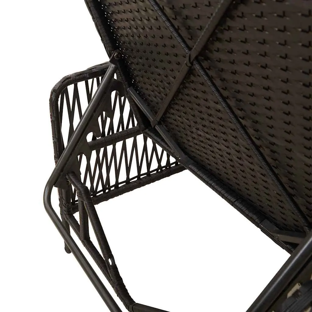 Sun Lounger 3 Pieces Adjustable Backrest Weather-Resistant Poly Rattan Outdoor Garden Patio Chair Set
